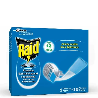 RAID INSEKTICID ELEKTRIČNI APARAT+TABLETE 10 KOM 104180