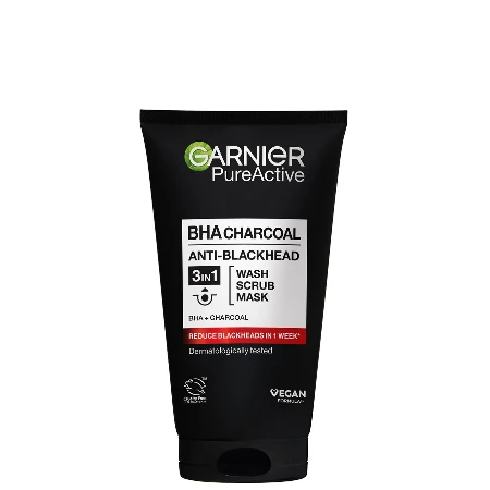 GARNIER SKIN NATURALS PURE ACTIVE MASKA ZA ČIŠĆENJE LICA 3U1 150ML CHARCOAL-TUBA
