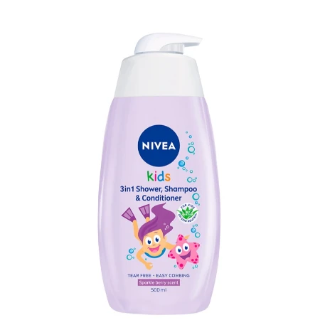 NIVEA KIDS ŠAMPON&KUPKA 500ML SPARKLE BERRY 84589