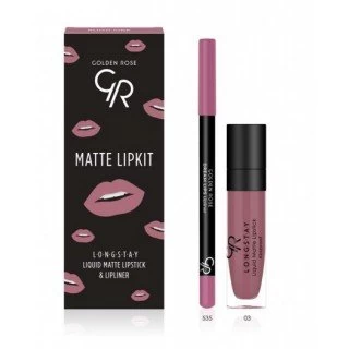 GOLDEN ROSE MATTE LIPKIT BLUSH PINK (TEČNI RUŽ LONGSTAY 03 + DREAM LIPLINER 535)
