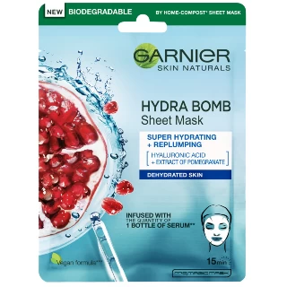 GARNIER SKIN NATURALS MASKA ZA LICE U MARAMICI 32G MOISTURE+AQUA BOMB POMEGRANT