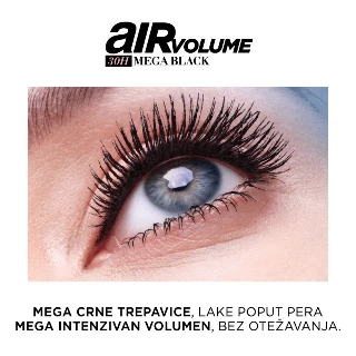 LOREAL MASKARA AIR VOLUME 30H MEGA BLACK