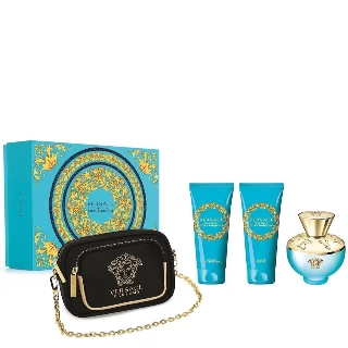 VERSACE DYLAN TURQUOISE POUR FEMME SET(EDT 100ML+BODY LOSION 100ML+SHOWER GEL 100ML)NESESER 7500692