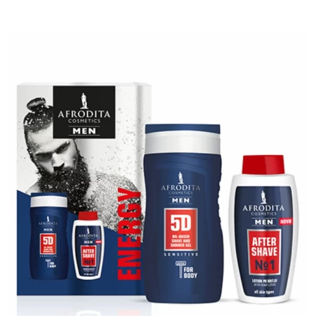 AFRODITA SET MEN ENERGY(GEL ZA TUŠIRANJE I BRIJANJE 250ML+AFTER SHAVE 120ML)