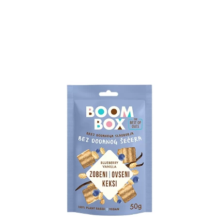 BOOM BOX OVSENI KEKS 50G BOROVNICA&VANILA