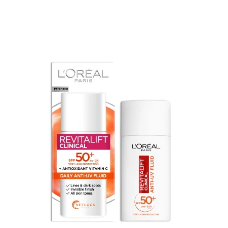 LOREAL FLUID ZA LICE 50ML REVITALIFT CLINICAL SA UV ZAŠTITOM I VITAMINOM C SPF 50+ DNEVNI
