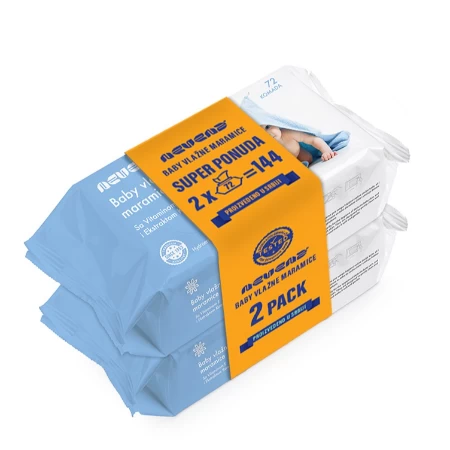 NEVENA BABY VLAŽNE MARAMICE DUO PACK (2X72KOM) PLAVE
