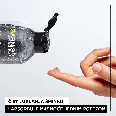 *GARNIER SKIN NATURALS MICELARNA VODA 400ML GELASTA JELLY CHARCOAL