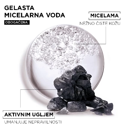 *GARNIER SKIN NATURALS MICELARNA VODA 400ML GELASTA JELLY CHARCOAL