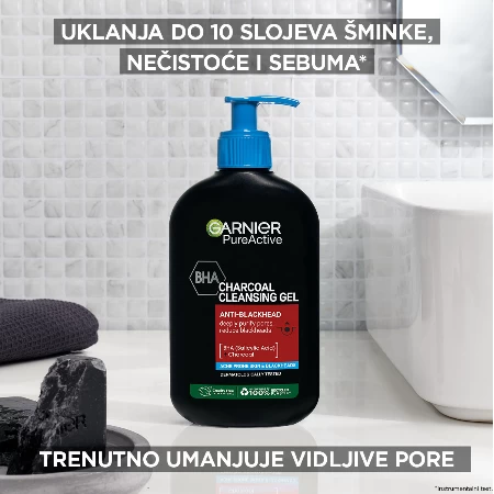 GARNIER PURE ACTIVE GEL ZA ČIŠĆENJE LICA 250ML PROTIV MITISARA CHARCOAL