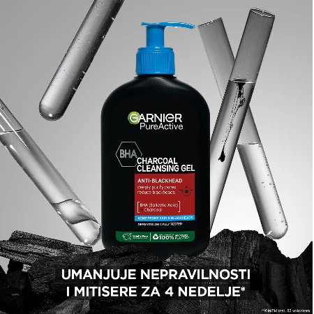 GARNIER PURE ACTIVE GEL ZA ČIŠĆENJE LICA 250ML PROTIV MITISARA CHARCOAL