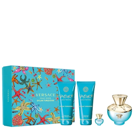 VERSACE DYLAN TURQUOISE POUR FEMME SET(EDT 100ML+BODY LOSION 100ML+SHOWER GEL 100ML+EDT 5ML)7021633