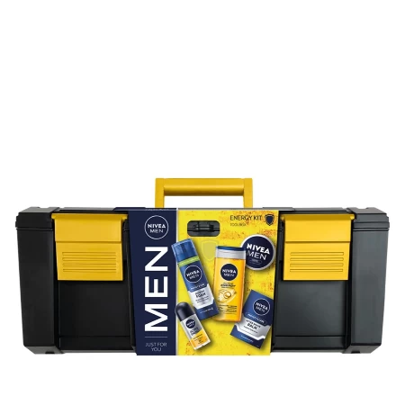 NIVEA SET MEN 60059086 ENERGY(BALSAM ZA BRIJANJE 100ML+PENA ZA BRIJANJE 200ML+ROLL ON50ML+GEL 250ML+ KREMA 75ML)KOFER