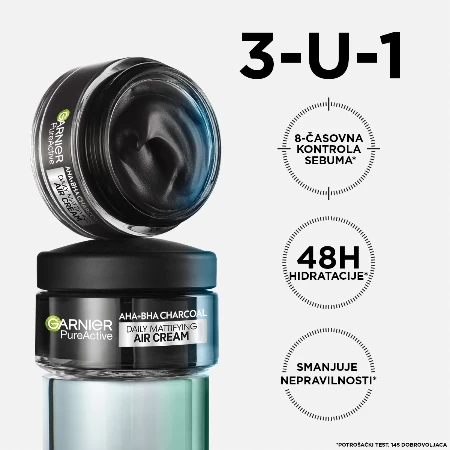 GARNIER PURE ACTIVE KREMA ZA LICE 50ML CHARCOAL AIR MATIRAJUĆA