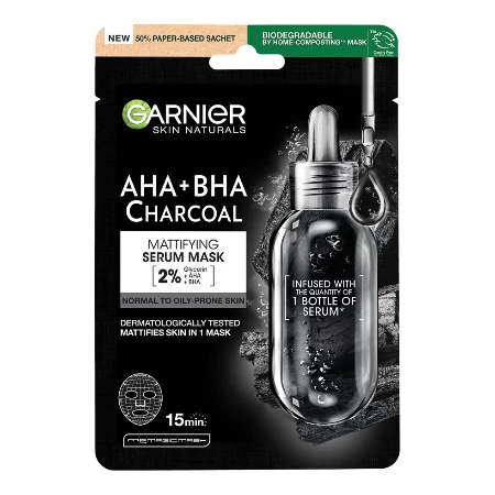 GARNIER SKIN NATURALS SERUM MASKA ZA LICE 28G CHARCOAL