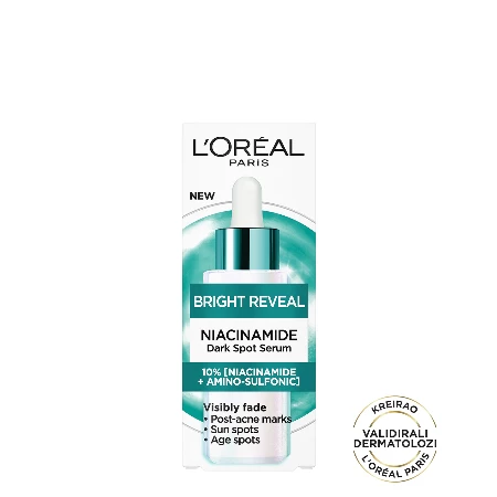 LOREAL SERUM ZA LICE 30ML BRIGHT REVEAL NIACINAMIDE PROTIV TAMNIH FLEKA