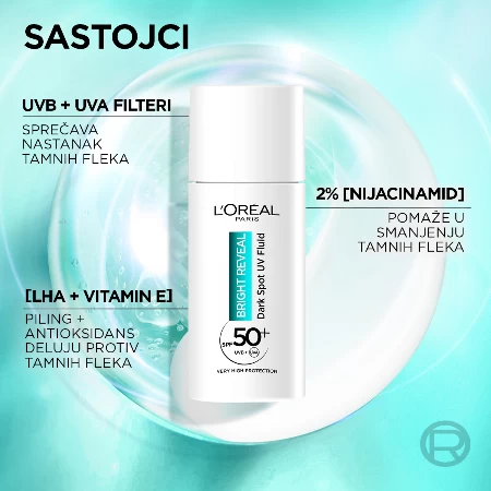 LOREAL FLUID ZA LICE 50ML BRIGHT REVEAL SA UV ZAŠTITOM SPF 50+