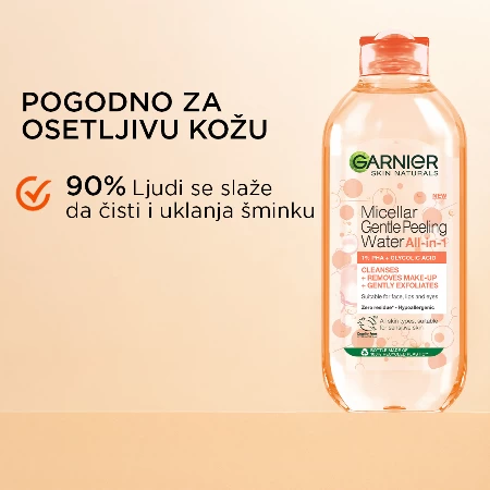 GARNIER SKIN NATURALS MICELARNA VODA 400ML SA EFEKTOM BLAGOG PILINGA