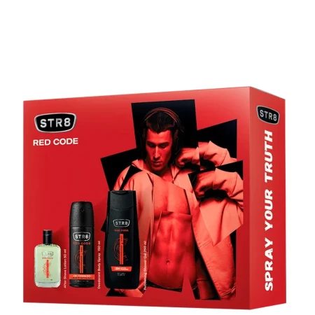 STR8 SET 24 (AFTER SHAVE 50ML+DEO 150ML+GEL ZA TUŠIRANJE 250ML)RED CODE