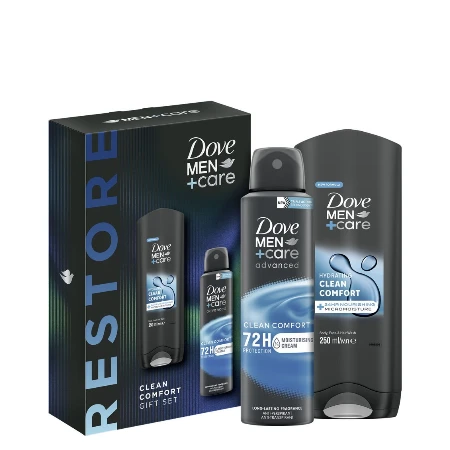 DOVE SET MEN CLEAN COMFORT(DEO 150ML + GEL 250ML) KUTIJA