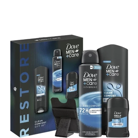 DOVE SET MEN CLEAN COMFORT(GEL ZA TUŠIRANJE 250ML+DEO 150ML+ STIK 50ML + DRŽAČ ZA TELEFON) KUTIJA