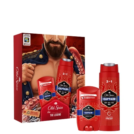 OLD SPICE SET CAPTAIN(GEL ZA TUŠIRANJE&ŠAMPON 250ML + STIK 50ML)