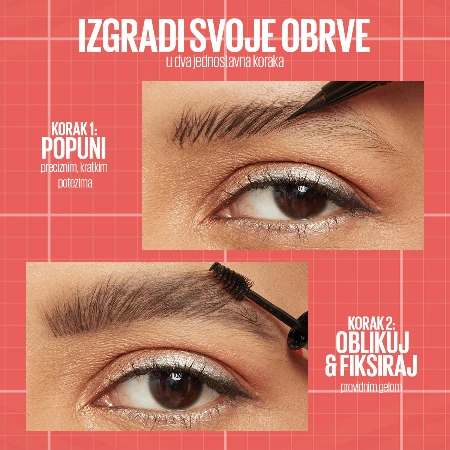 MAYBELLINE OLOVKA ZA OBRVE I GEL ZA FIKSIRANJE BUILD A BROW 260 DEEP BROWN