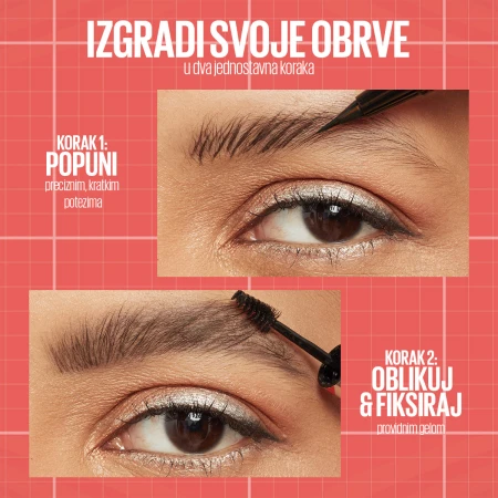 MAYBELLINE OLOVKA ZA OBRVE I GEL ZA FIKSIRANJE BUILD A BROW 259 ASH BROWN