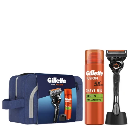 GILLETTE SET PROGLIDE (BRIJAČ FUSION+GEL FUSION 5 SENSITIVE 200ML+STALAK)NESESER