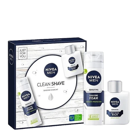 NIVEA SET MEN CLEAN SHAVE SENSITIVE (PENA ZA BRIJANJE 200ML + AFTER SHAVE 100ML)