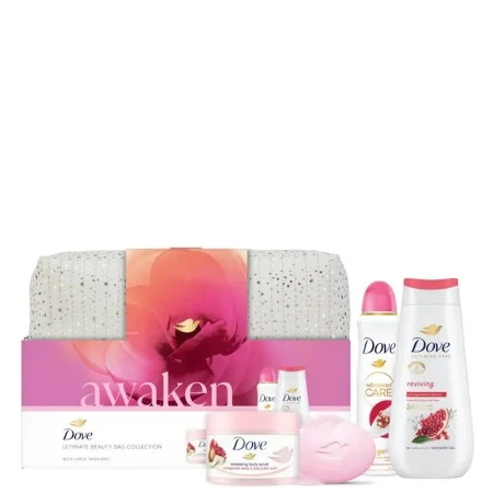 DOVE SET W.AWAKEN(GEL 225ML+B.PILING 225ML+SAPUN 90G+DEO 150ML) NESESER