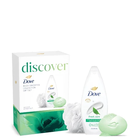 DOVE SET W.DISCOVER FRESH CARE (GEL ZA TUŠIRANJE 250ML+SAPUN 90G+PUFNA)KUTIJA