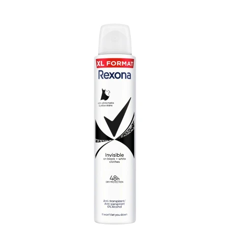 REXONA DEO 200ML W.INVISIBLE BLACK&WHITE