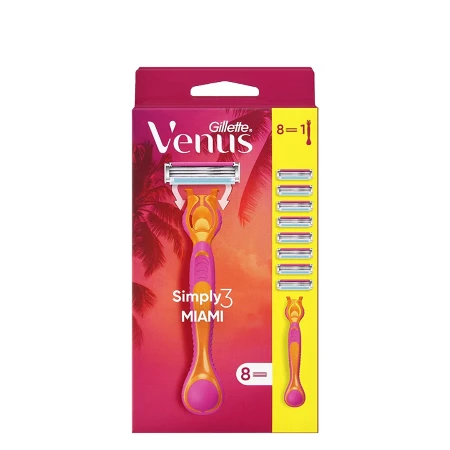 GILLETTE BRIJAČ VENUS SIMPLY 3 MIAMI + DOPUNE 8 KOM