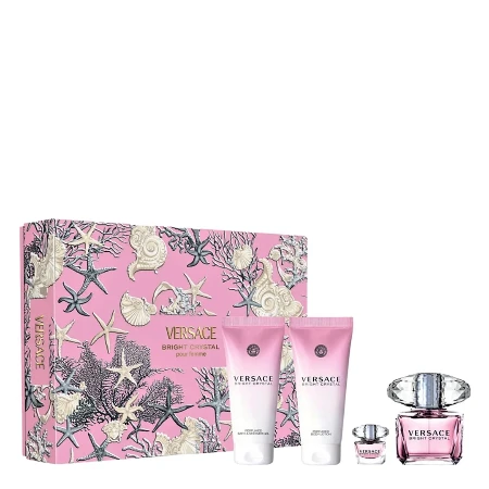 VERSACE BRIGHT CRYSTAL SET(EDT 90ML+BODY LOSION 100ML+SHOWER GEL 100ML+ EDT 5ML)V5100635 W