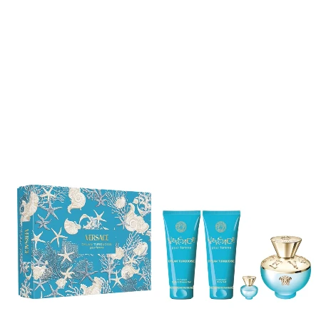 VERSACE DYLAN TURQUOISE POUR FEMME SET(EDT 100ML+BODY LOSION 100ML+SHOWER GEL 100ML+EDT 5 ML)7021635 W