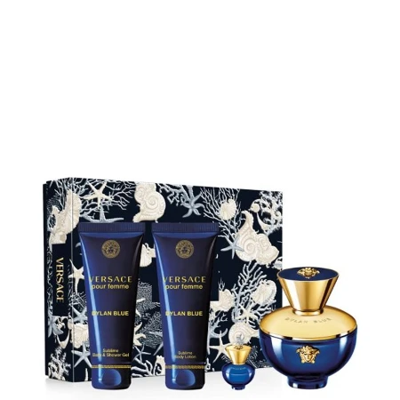 VERSACE DYLAN BLUE POUR FEMME SET(EDP 100ML+BODY LOSION 100ML+SHOWER GEL 100ML+EDP 5ML)7020635