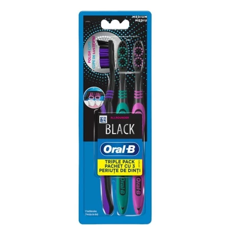 ORAL B ČETKICA ALLROUNDER BLACK MEDIUM 3KOM
