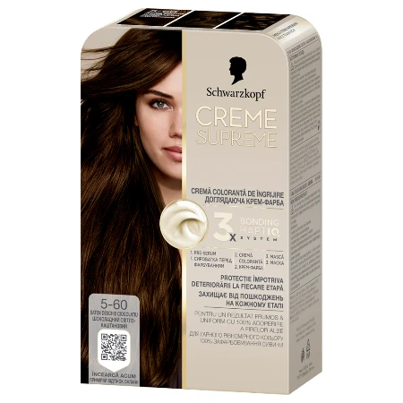 SCHWARZKOPF CREME SUPREME BOJA ZA KOSU 5-60 LIGHT CHOCOLATE BROWN
