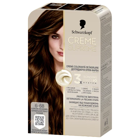 SCHWARZKOPF CREME SUPREME BOJA ZA KOSU 6-68 LIGHT CARAMEL BROWN