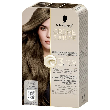 SCHWARZKOPF CREME SUPREME BOJA ZA KOSU 7-42 NUDE BEIGE BLONDE