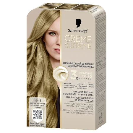 SCHWARZKOPF CREME SUPREME BOJA ZA KOSU 8-0 NATURAL BLONDE