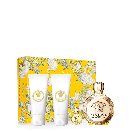 VERSACE EROS POUR FEMME SET(EDP 100ML+BODY LOSION 100ML+SHOWER GEL 100ML+ EDP 5ML)