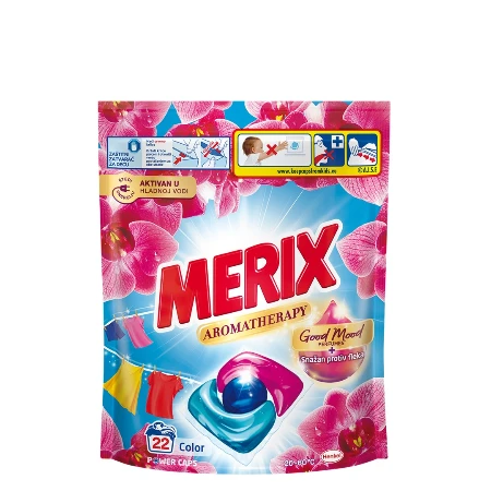 MERIX KAPSULE ZA PRANJE VEŠA POWER 22KOM AROMATHERAPY ORHIDEJA COLOR