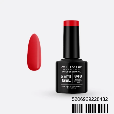 ELIXIR SEMI GEL LAK U BOJI 8ML 843 BOSTON UNIVERSITY RED