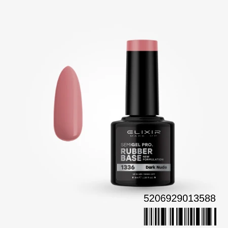 ELIXIR SEMI RUBBER BASE 8ML 1336 DARK NUDE