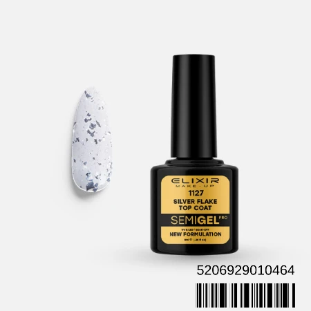 ELIXIR SEMI TOP COAT NW 8ML 1127 SILVER FLAKE