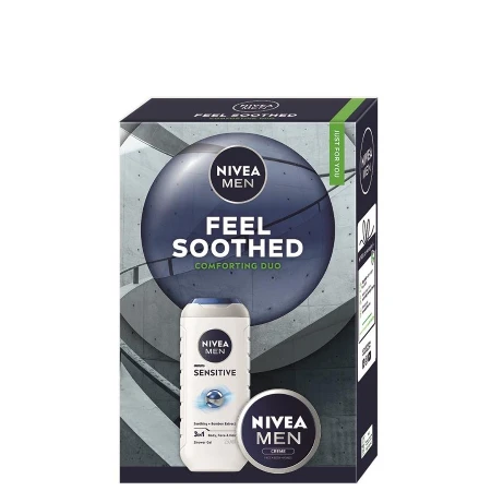 NIVEA SET MEN FEEL SOOTHED (GEL ZA TUŠIRANJE 250ML + MEN KREMA UNIVERZALNA 75ML)