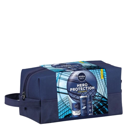 NIVEA SET MEN HERO PROTECTION (DEO 150ML + GEL ZA TUŠIRANJE 250ML + AFTER SHAVE 100ML) NESESER