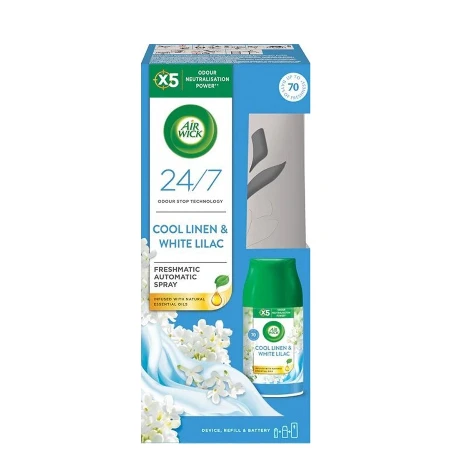 AIRWICK FRESHMATIC KOMPLET 250ML COOL LINEN&WHITE LILAC
